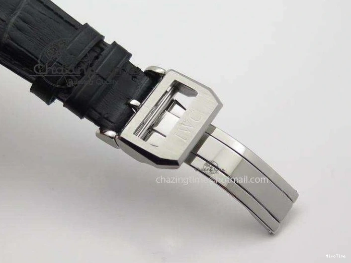 MIROTIME 0204 Portuguese Tourbillon Power Reserve Moonphase SS Black Dial Gold Numbers On Black Leather Strap RelaxedFit 7320